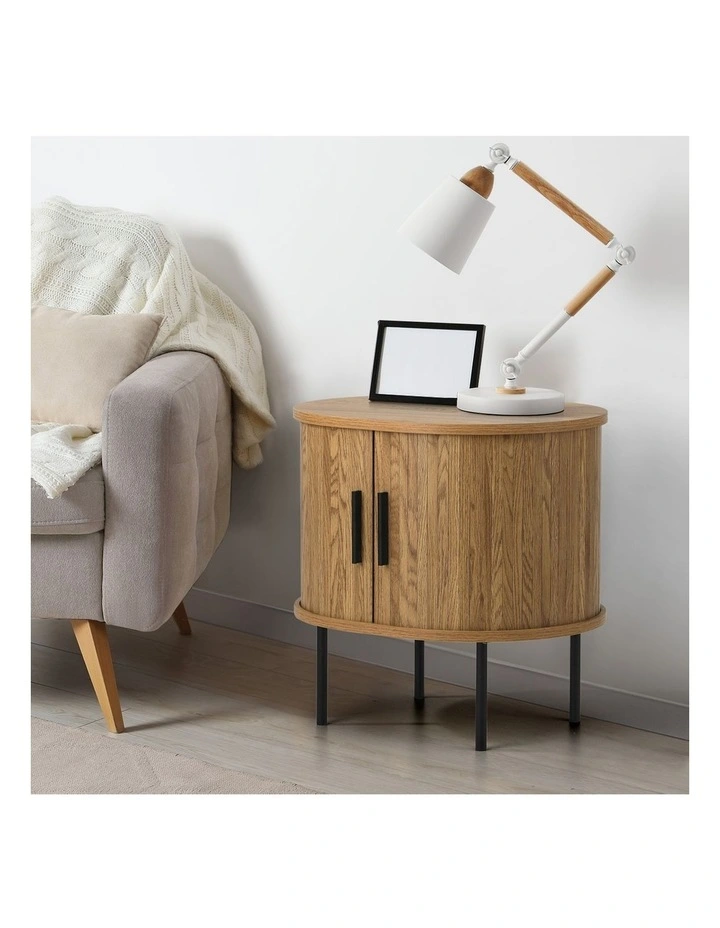 Oikiture Bedside Table Side End Tables 2-tier Natural image 5