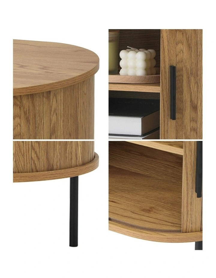 Oikiture Bedside Table Side End Tables 2-tier Natural image 6
