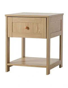 Oikiture Bedside Table Side End Storage Shelf Nightstand Natural