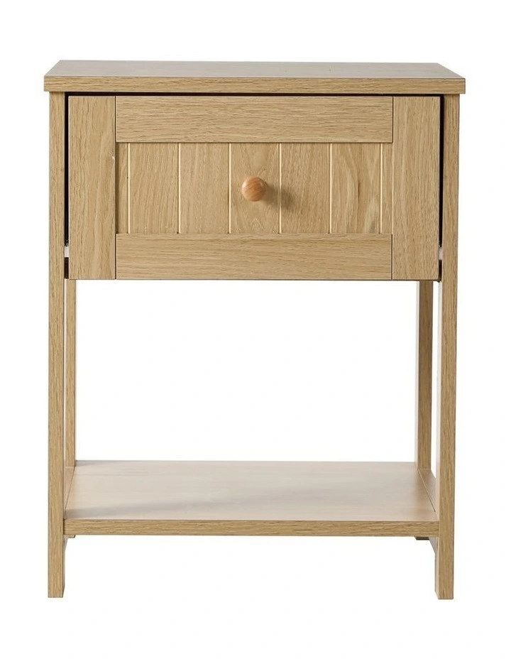 Oikiture Bedside Table Side End Storage Shelf Nightstand Natural image 2