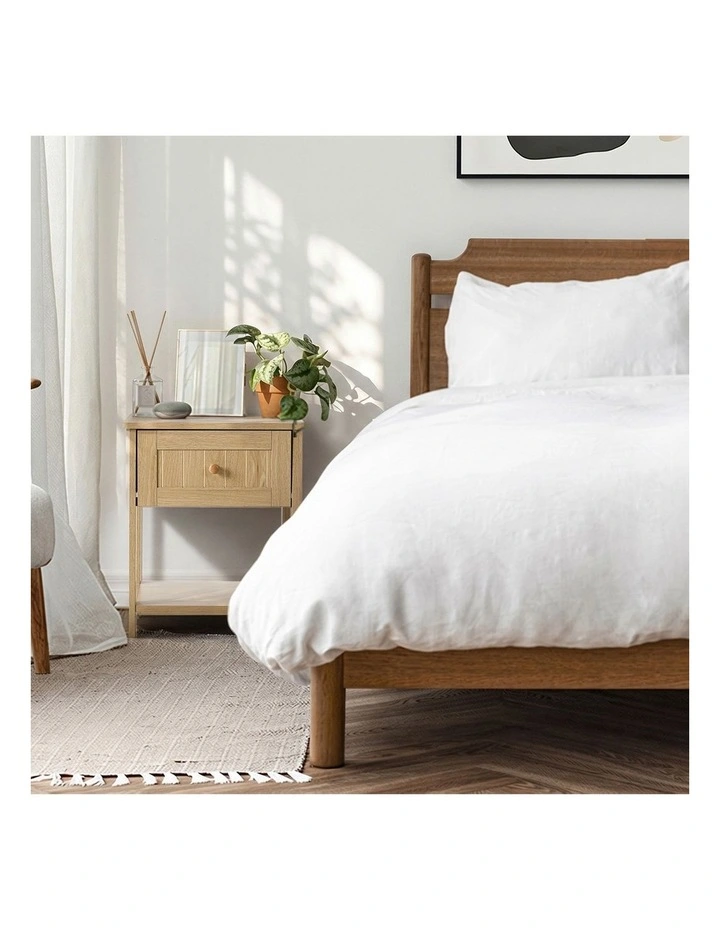 Oikiture Bedside Table Side End Storage Shelf Nightstand Natural image 7