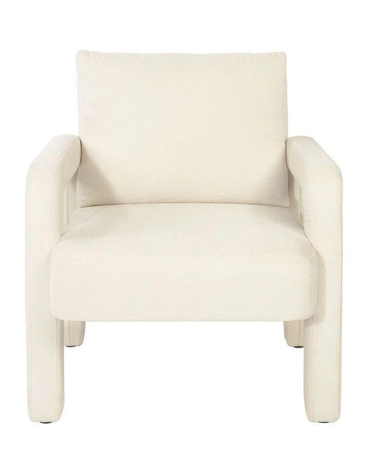 Oikiture Armchair Velvet Accent Chairs 1 Seater Lounge Sofa Chair Beige image 2