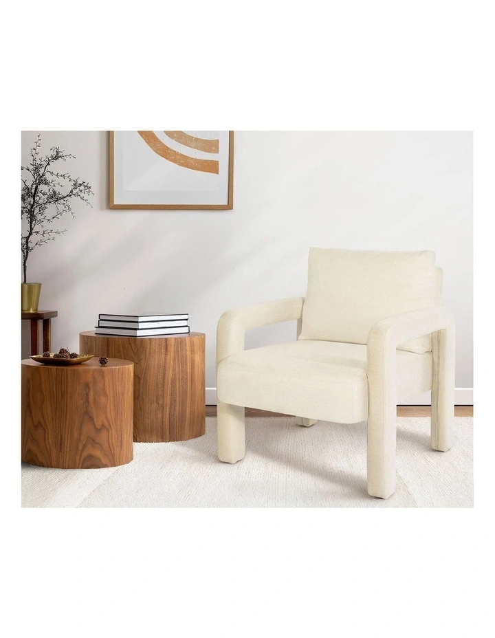 Oikiture Armchair Velvet Accent Chairs 1 Seater Lounge Sofa Chair Beige image 5