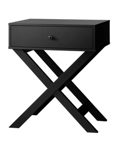 Oikiture Bedside Table Drawer Side Table Black