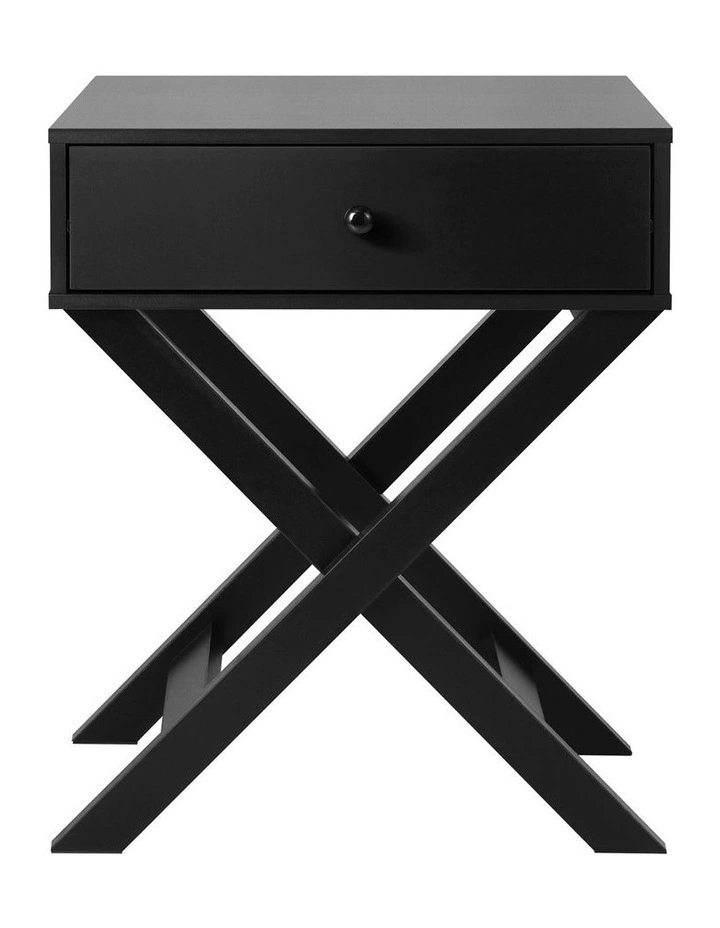 Oikiture Bedside Table Drawer Side Table Black image 2