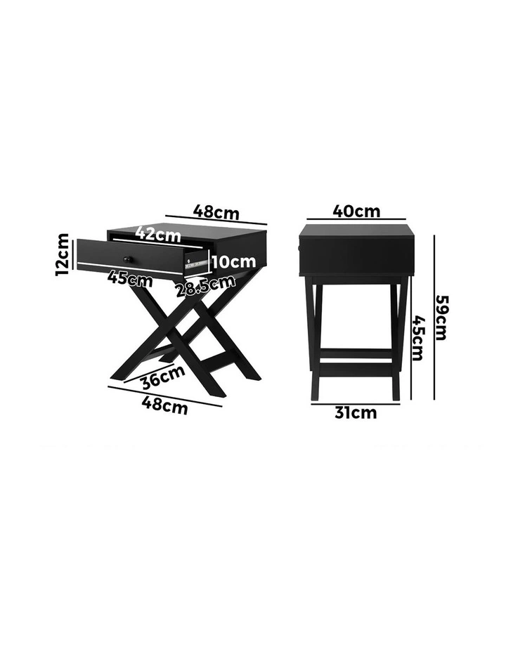 Oikiture Bedside Table Drawer Side Table Black image 3