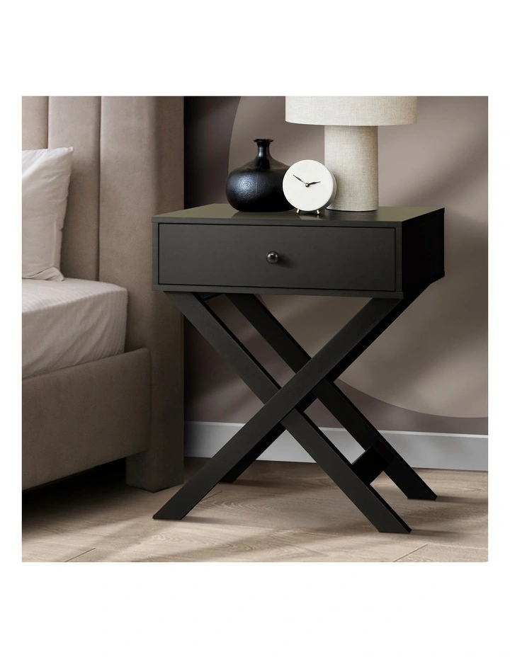 Oikiture Bedside Table Drawer Side Table Black image 4