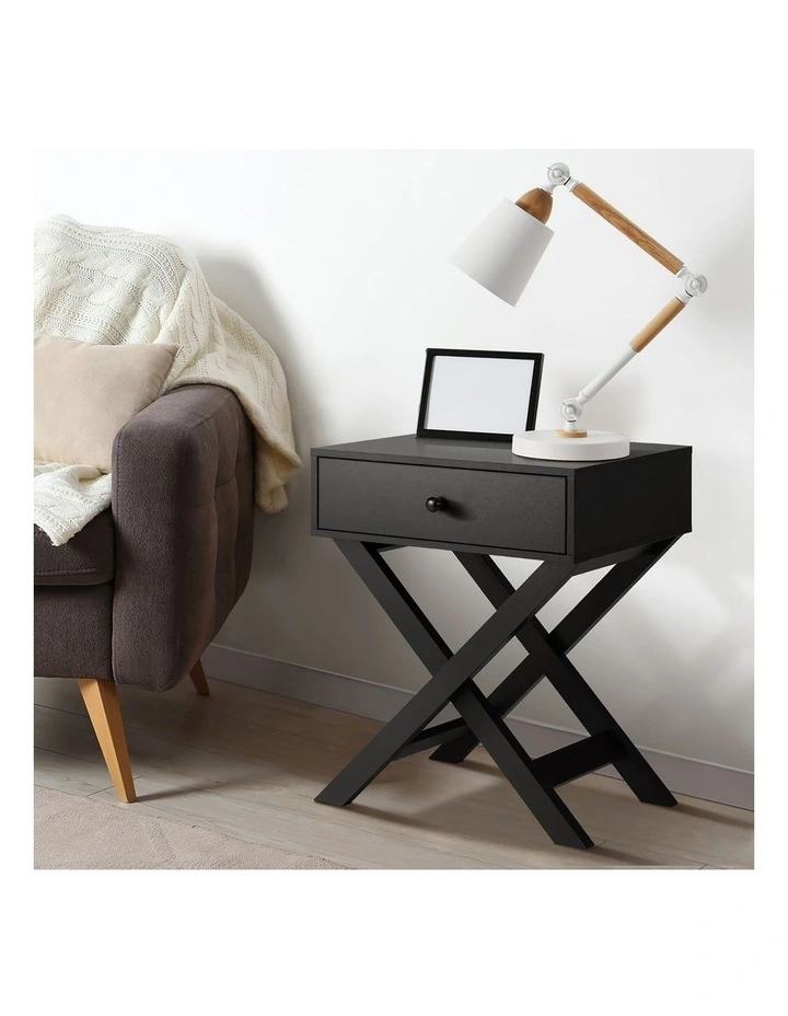 Oikiture Bedside Table Drawer Side Table Black image 5
