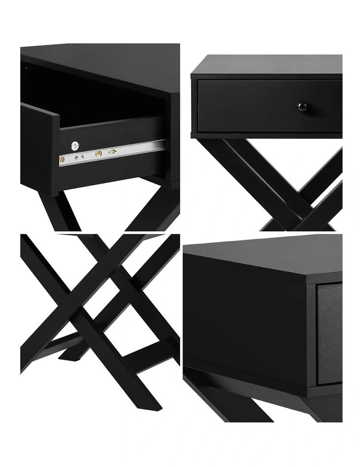 Oikiture Bedside Table Drawer Side Table Black image 6