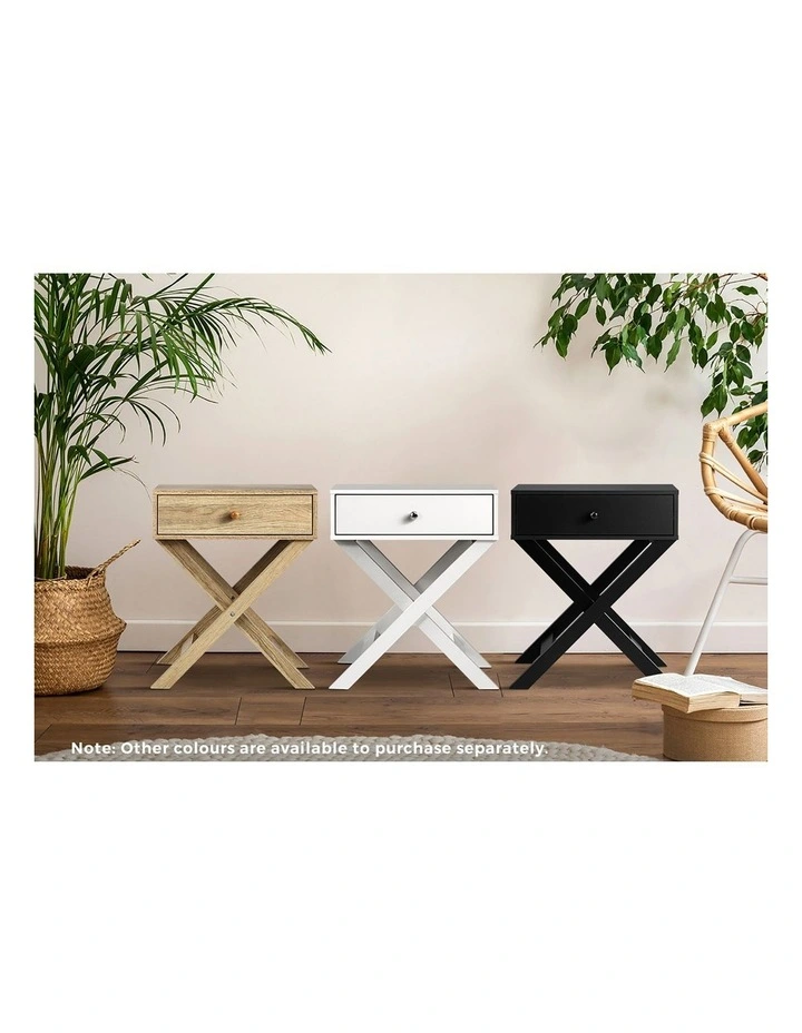 Oikiture Bedside Table Drawer Side Table Black image 7