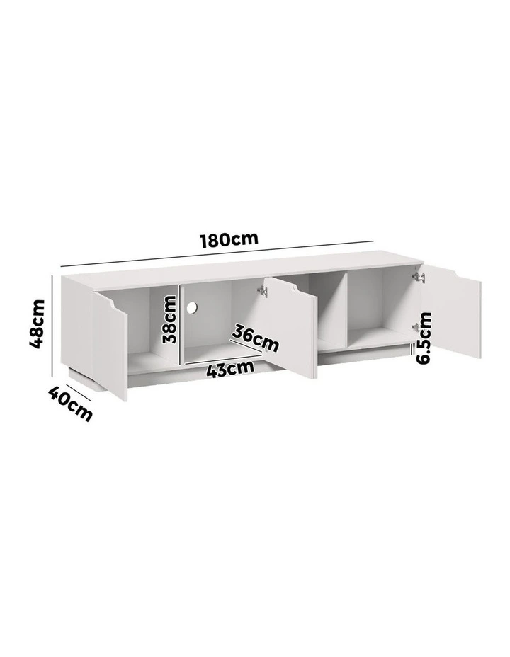 Oikiture TV Cabinet Wooden Entertainment Unit Stand 180cm White image 3