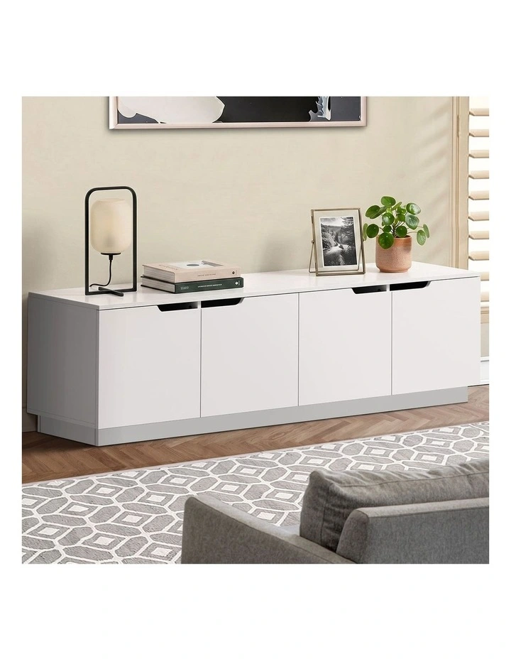 Oikiture TV Cabinet Wooden Entertainment Unit Stand 180cm White image 5