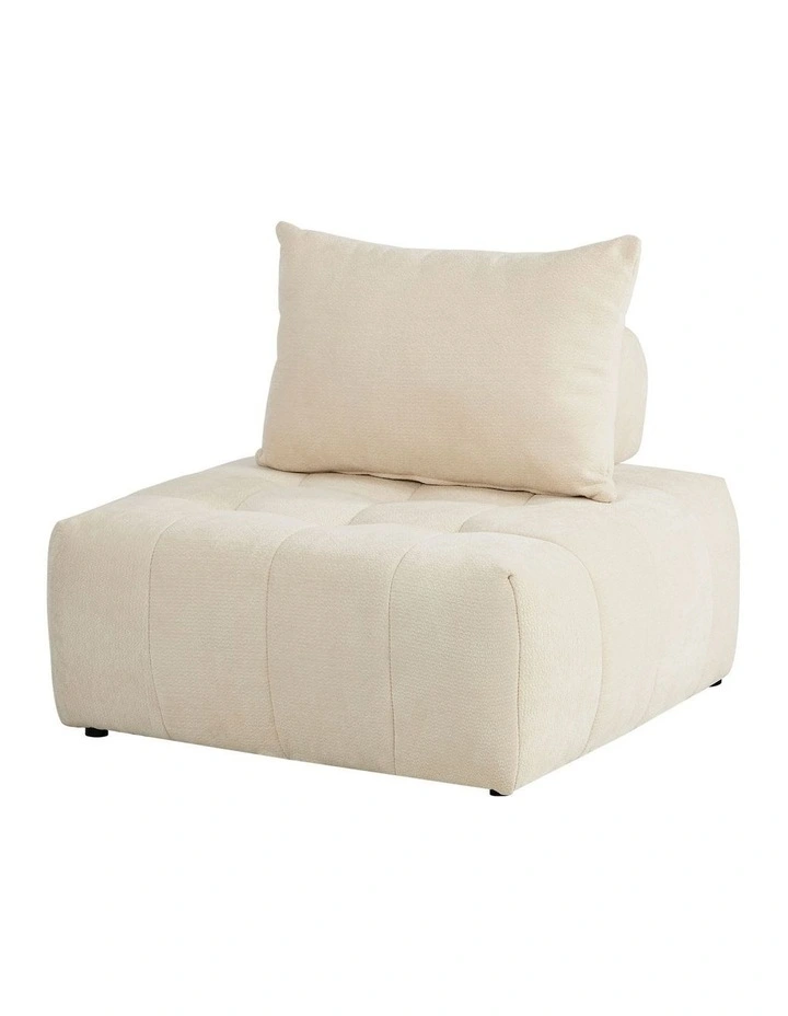 Oikiture Chenille Modular Sofa Floor Lounge Chair w/Pillow TOFU Armless Beige image 1