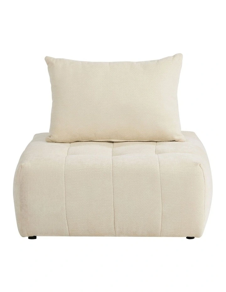Oikiture Chenille Modular Sofa Floor Lounge Chair w/Pillow TOFU Armless Beige image 2