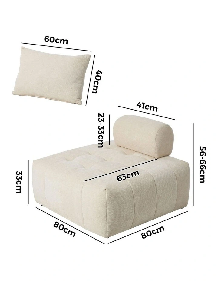 Oikiture Chenille Modular Sofa Floor Lounge Chair w/Pillow TOFU Armless Beige image 3