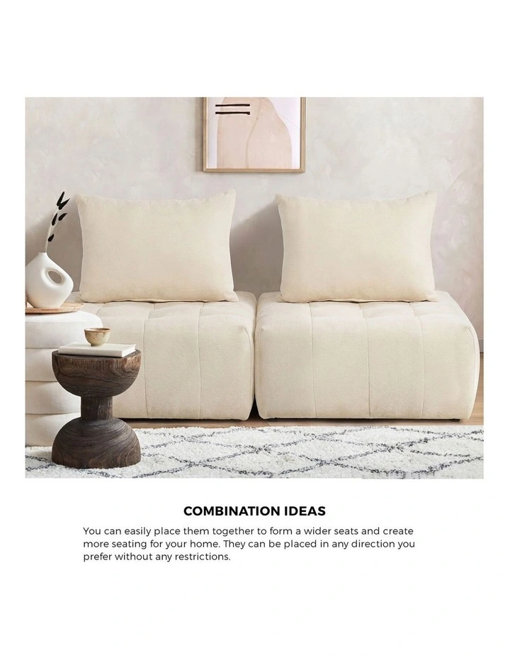 Oikiture Chenille Modular Sofa Floor Lounge Chair w/Pillow TOFU Armless Beige image 5