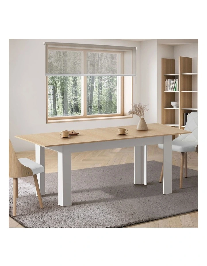 Oikiture 200cm Extendable Dining Table Kitchen Cafe Table Natural White image 4