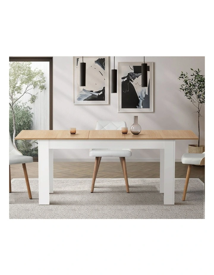 Oikiture 200cm Extendable Dining Table Kitchen Cafe Table Natural White image 5