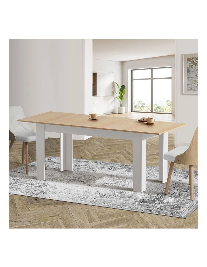 Oikiture 200cm Extendable Dining Table Kitchen Cafe Table Natural White image 7