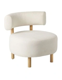 Oikiture Wooden Armchair Lounge Chair Linen Fabric Accent Armchairs Beige
