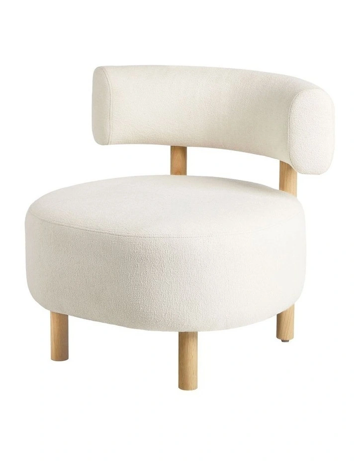 Oikiture Wooden Armchair Lounge Chair Linen Fabric Accent Armchairs Beige image 2