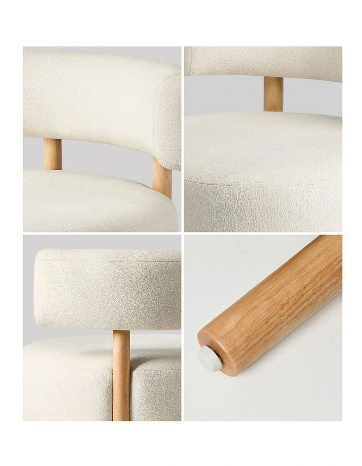 Oikiture Wooden Armchair Lounge Chair Linen Fabric Accent Armchairs Beige image 6