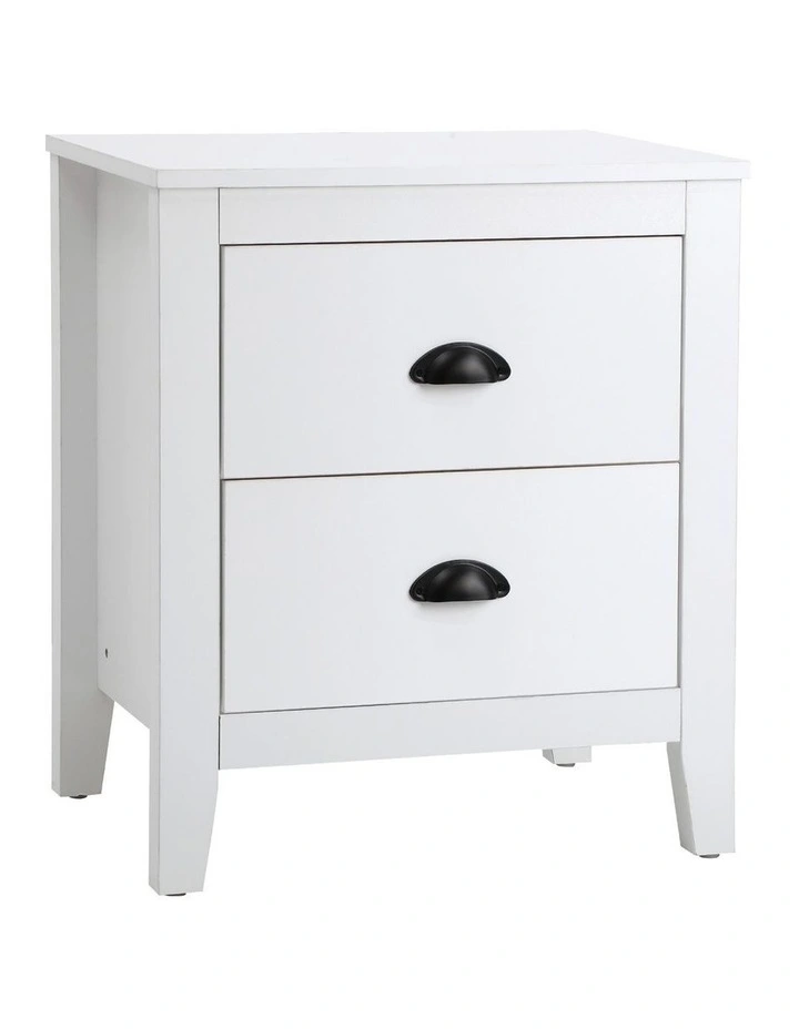 Oikiture Bedside Table 2 Drawers Side Tables Nightstand White image 1