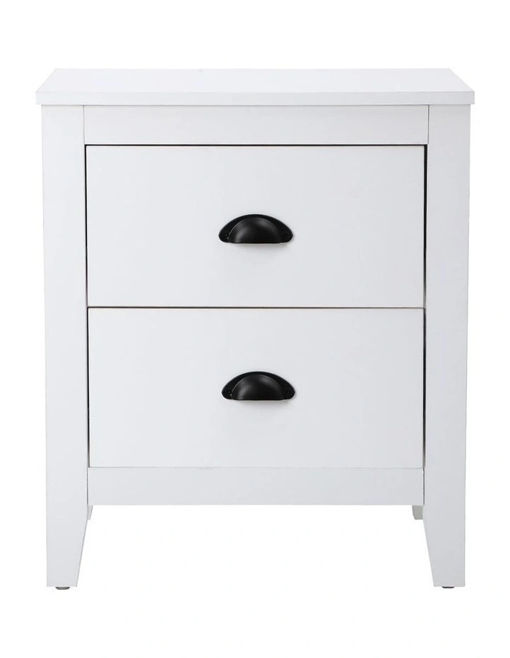 Oikiture Bedside Table 2 Drawers Side Tables Nightstand White image 2