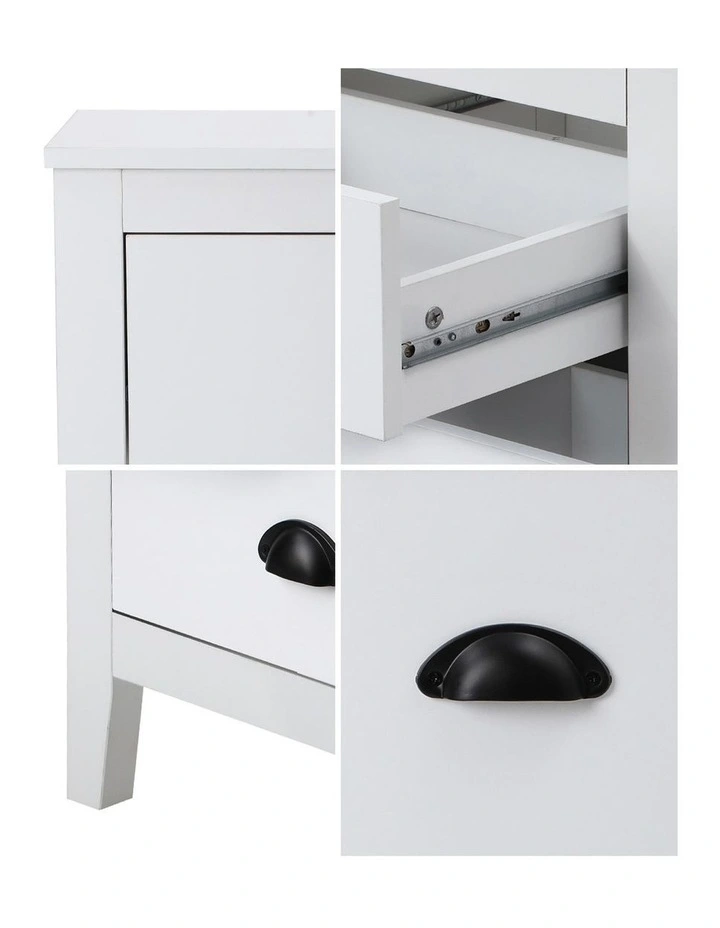 Oikiture Bedside Table 2 Drawers Side Tables Nightstand White image 6