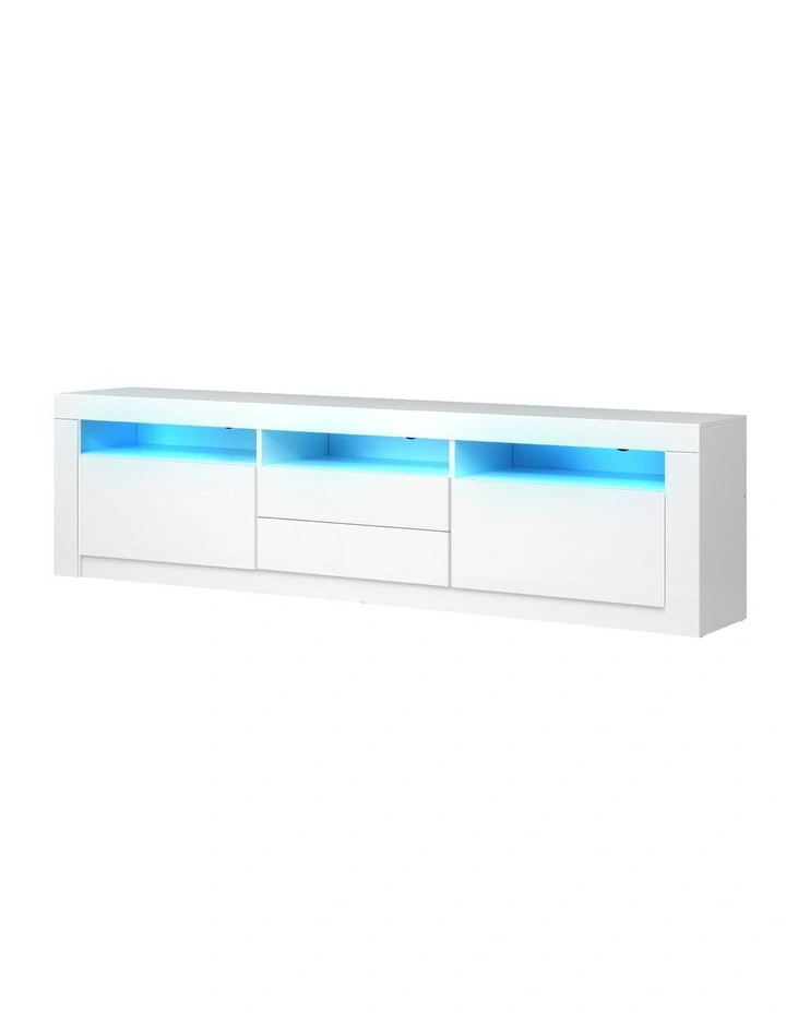 Oikiture TV Unit Entertainment Unit Storage Cabinet LED RGB 180cm White image 1