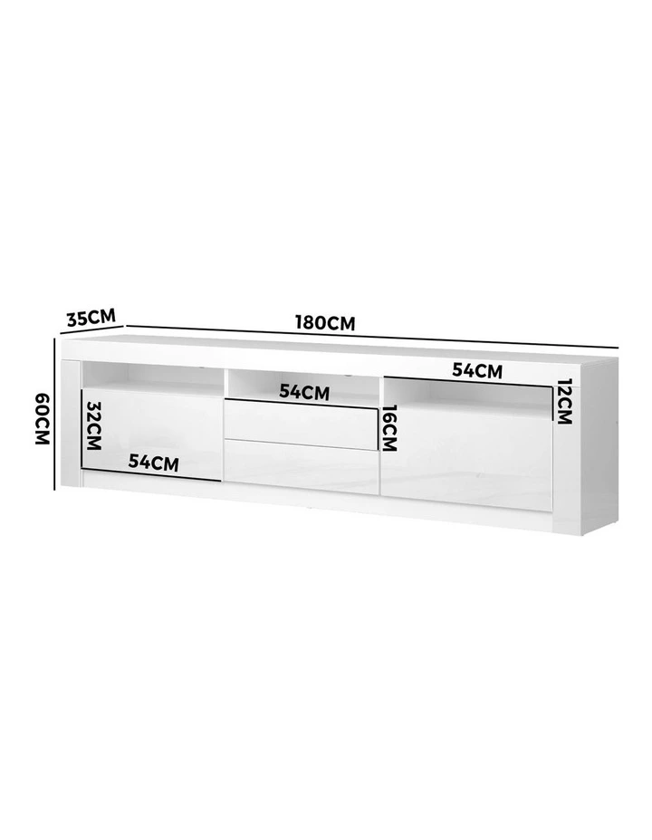 Oikiture TV Unit Entertainment Unit Storage Cabinet LED RGB 180cm White image 3