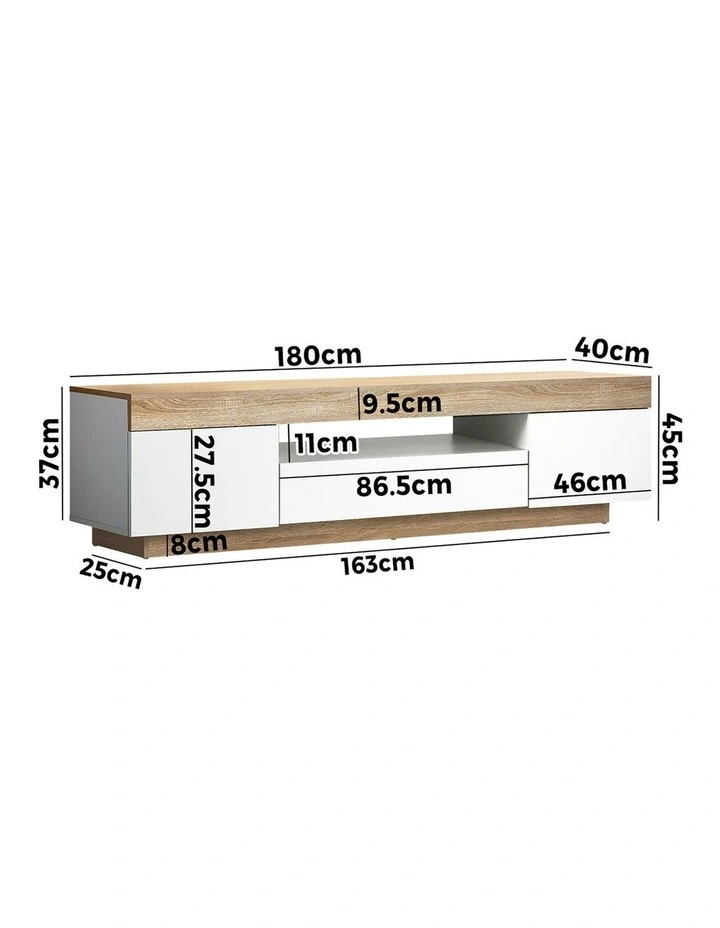Oikiture TV Cabinet Entertainment Unit RGB LED 180cm image 3