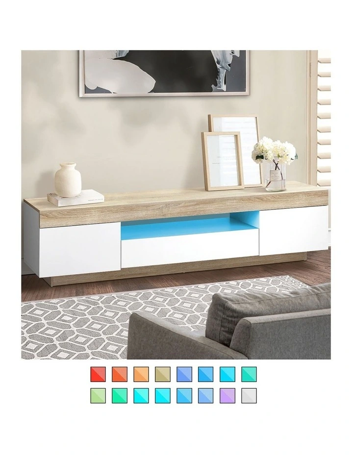Oikiture TV Cabinet Entertainment Unit RGB LED 180cm image 5