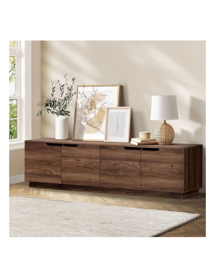 Oikiture TV Cabinet Wooden Entertainment Unit Stand 180cm Walnut image 4