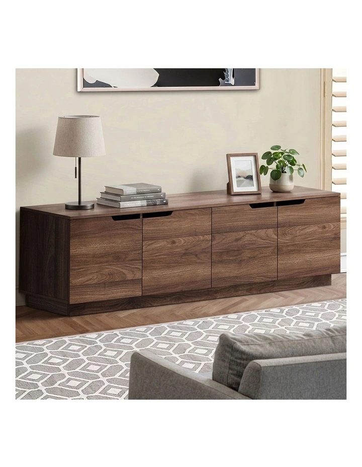 Oikiture TV Cabinet Wooden Entertainment Unit Stand 180cm Walnut image 5