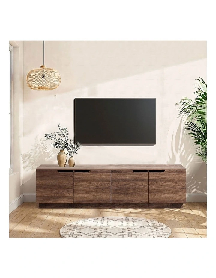 Oikiture TV Cabinet Wooden Entertainment Unit Stand 180cm Walnut image 7