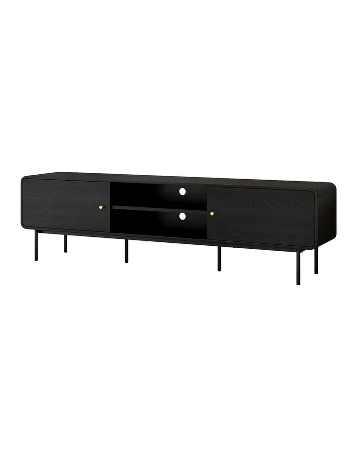 Oikiture TV Cabinet Entertainment Unit 180cm Black image 1