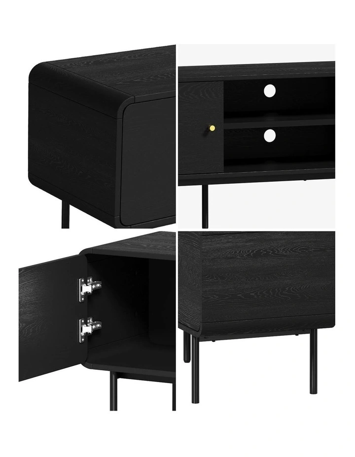 Oikiture TV Cabinet Entertainment Unit 180cm Black image 6