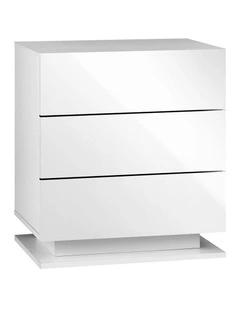 Oikiture Bedside Table RGB LED Nightstand 3 Drawers White