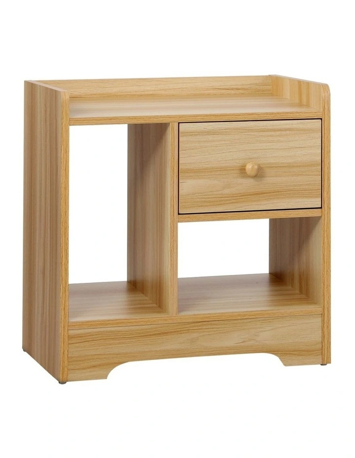 Oikiture Bedside Tables Side Table Nightstand Storage Drawer Shelf Natural image 1