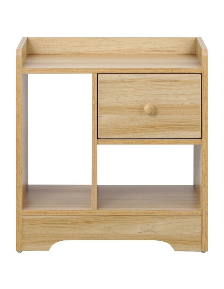 Oikiture Bedside Tables Side Table Nightstand Storage Drawer Shelf Natural image 2