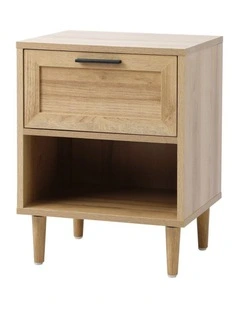 Oikiture Bedside Table Nightstand Side End Natural