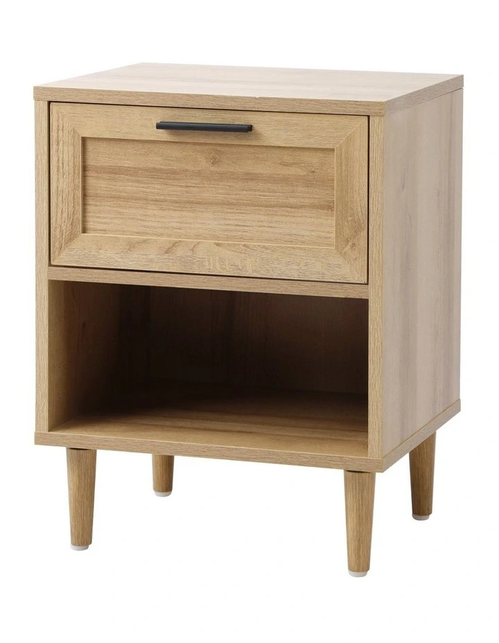 Oikiture Bedside Table Nightstand Side End Natural image 1