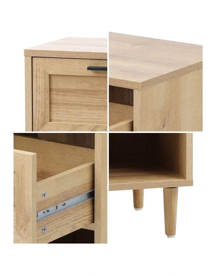 Oikiture Bedside Table Nightstand Side End Natural image 6