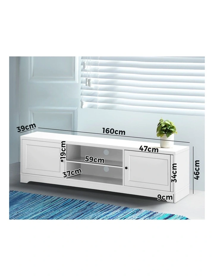 Oikiture TV Cabinet Entertainment Unit Stand Hamptons 160cm image 3