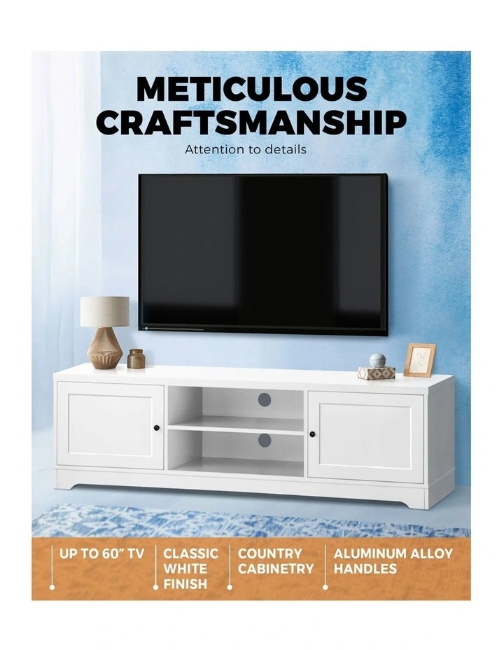 Oikiture TV Cabinet Entertainment Unit Stand Hamptons 160cm image 5
