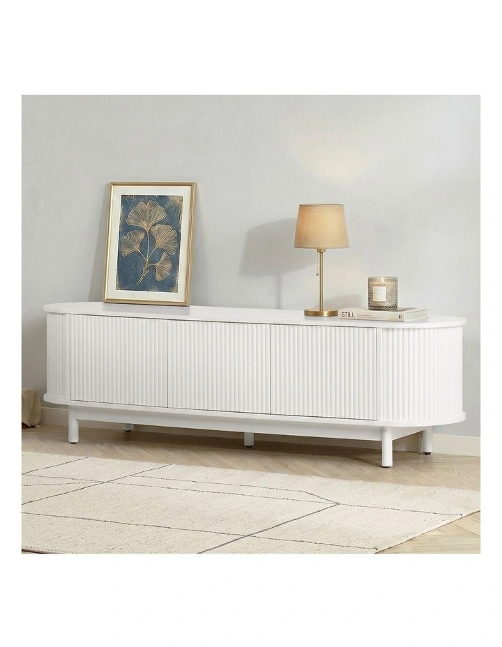 Oikiture TV Cabinet Entertainment Unit Stand 160cm White image 4