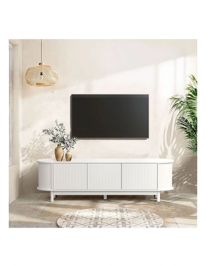 Oikiture TV Cabinet Entertainment Unit Stand 160cm White image 7