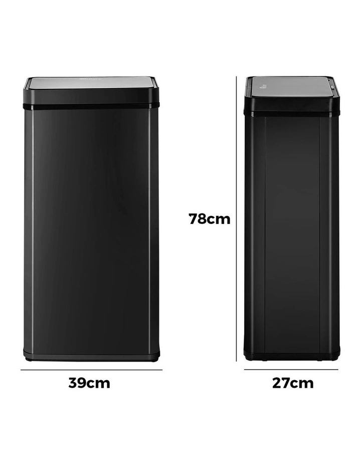 Oikiture 75L Motion Sensor Rubbish Bin Automatic Black image 3