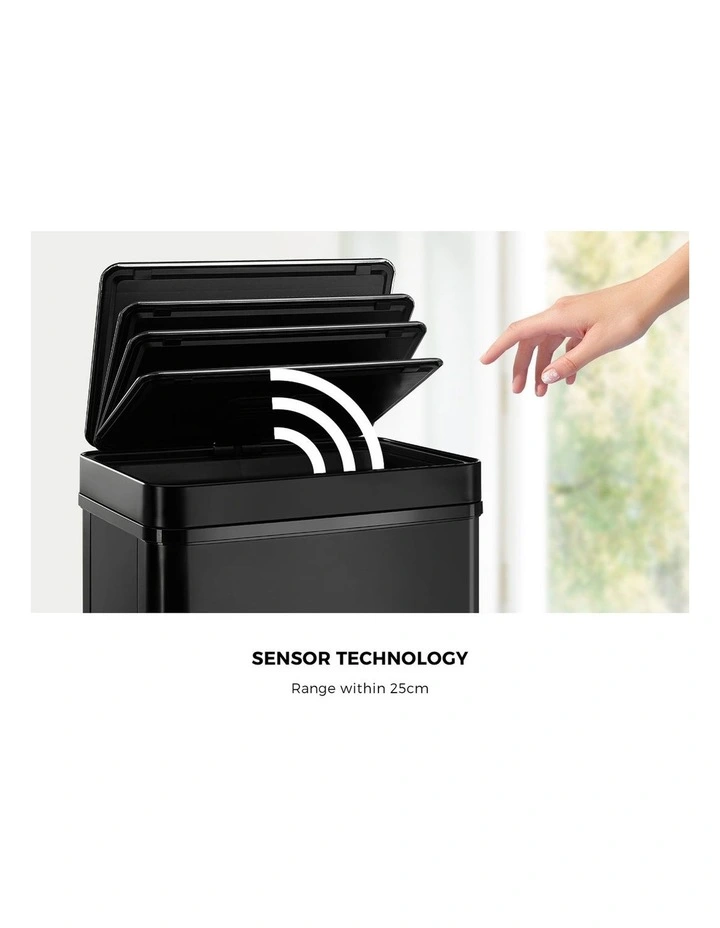 Oikiture 75L Motion Sensor Rubbish Bin Automatic Black image 6